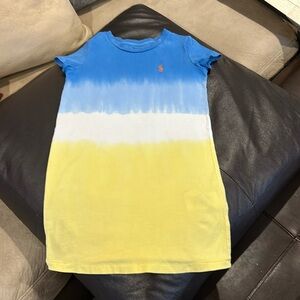 Ralph Lauren size 6 girl dress blue, yellow, blue tie dye t-shirt style
